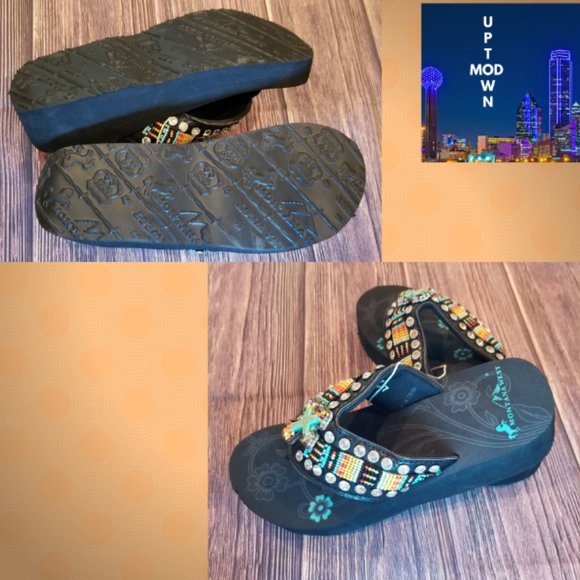 Montana West Jeweled Wedge Cross Flip Flop Sandal - Picture 6 of 6